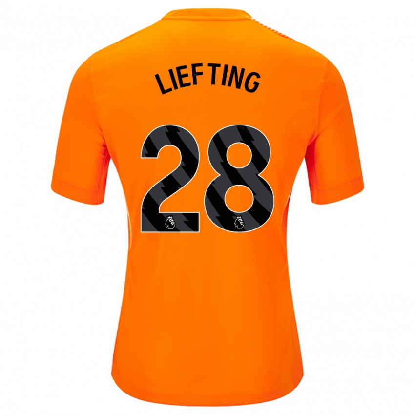 גברים Femke Liefting #28 כתום שחור חולצת שוער 2025/26 חולצה קצרה