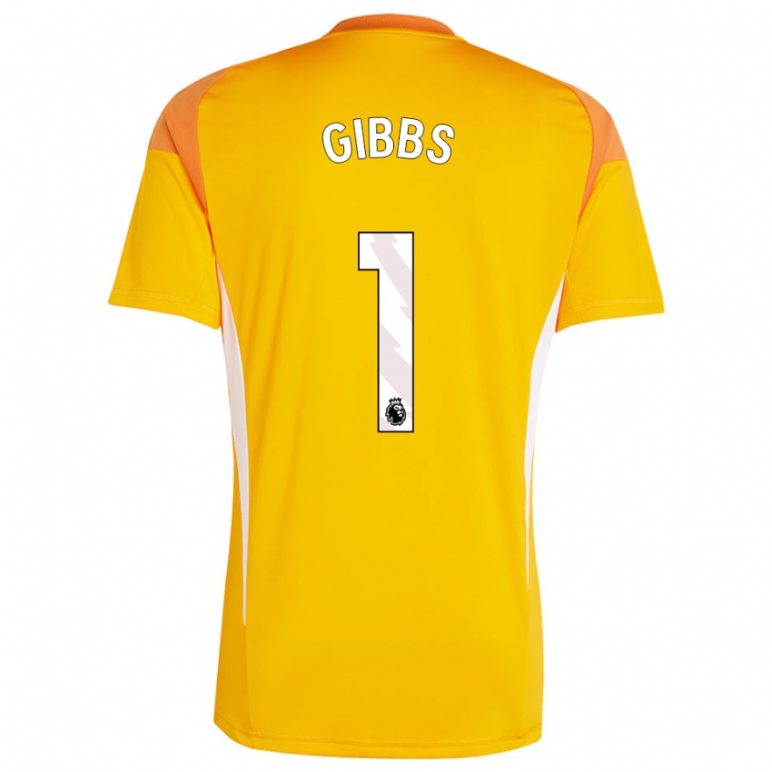 גברים Frankie Gibbs #1 כתום לבן חולצת שוער 2025/26 חולצה קצרה