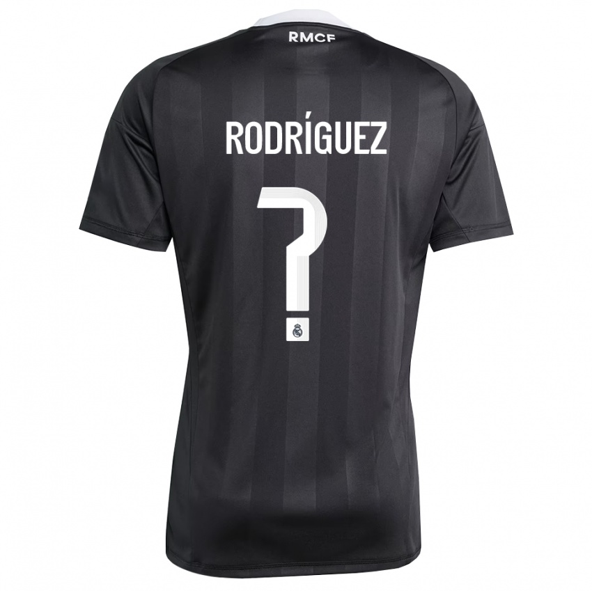 גברים אלברו רודריגס #0 שחור לבן חולצת שוער 2025/26 חולצה קצרה