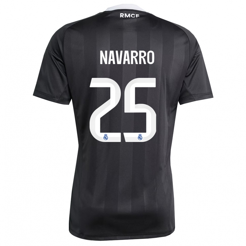 גברים Javier Navarro #25 שחור לבן חולצת שוער 2025/26 חולצה קצרה