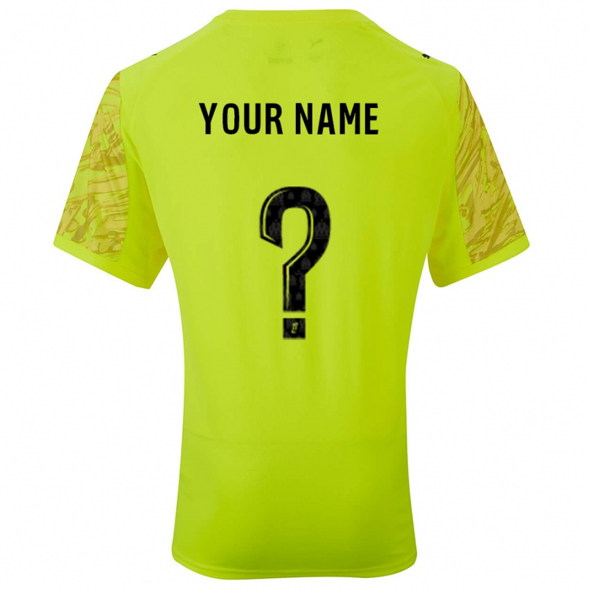 גברים אולימפיק מרסיי ירוק פלורסנט שחור חולצת שוער 2025/26 חולצה קצרה