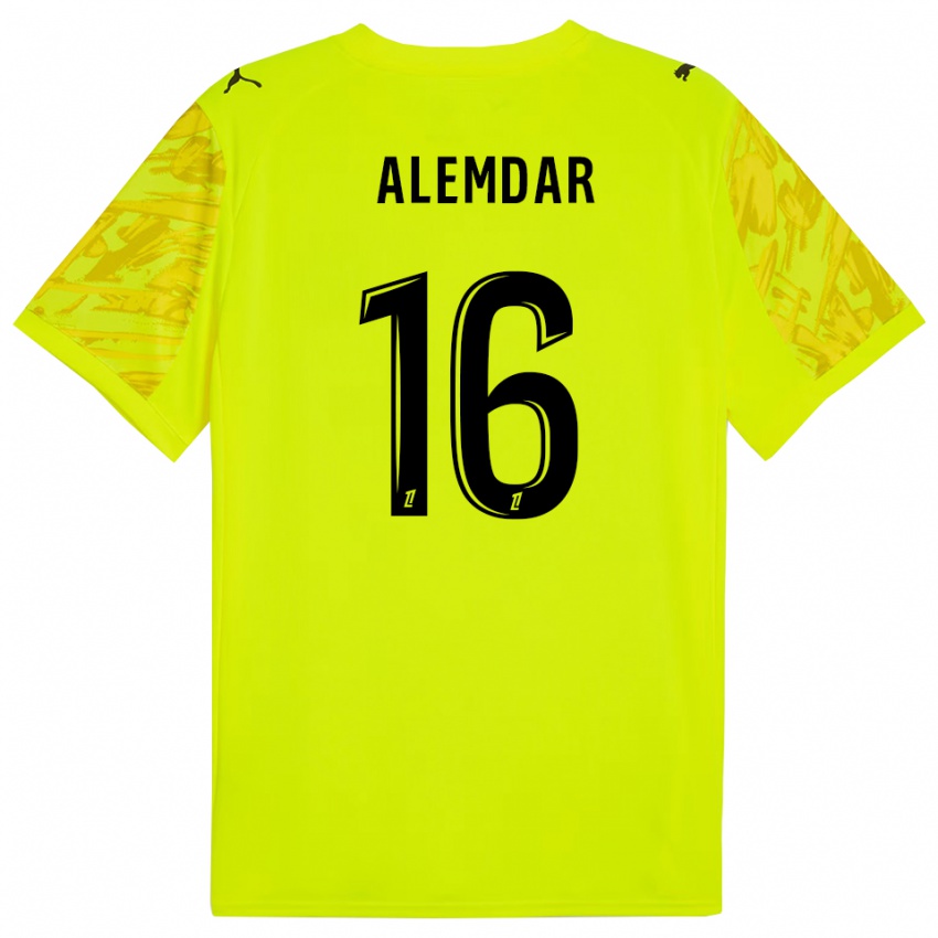גברים דואן אלמדאר #16 ירוק פלורסנט צהוב חולצת שוער 2025/26 חולצה קצרה