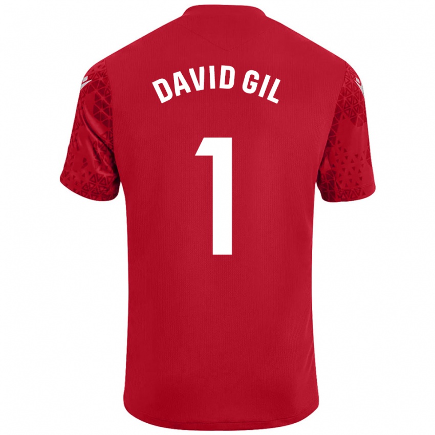 גברים דויד חיל #1 אדום לבן חולצת שוער 2025/26 חולצה קצרה