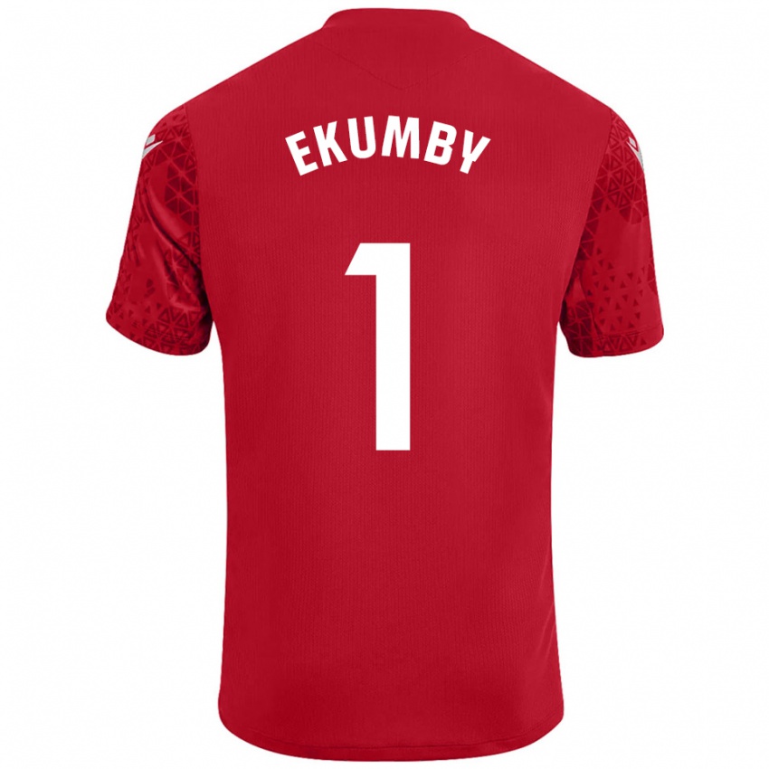 גברים Ekumby #1 אדום לבן חולצת שוער 2025/26 חולצה קצרה