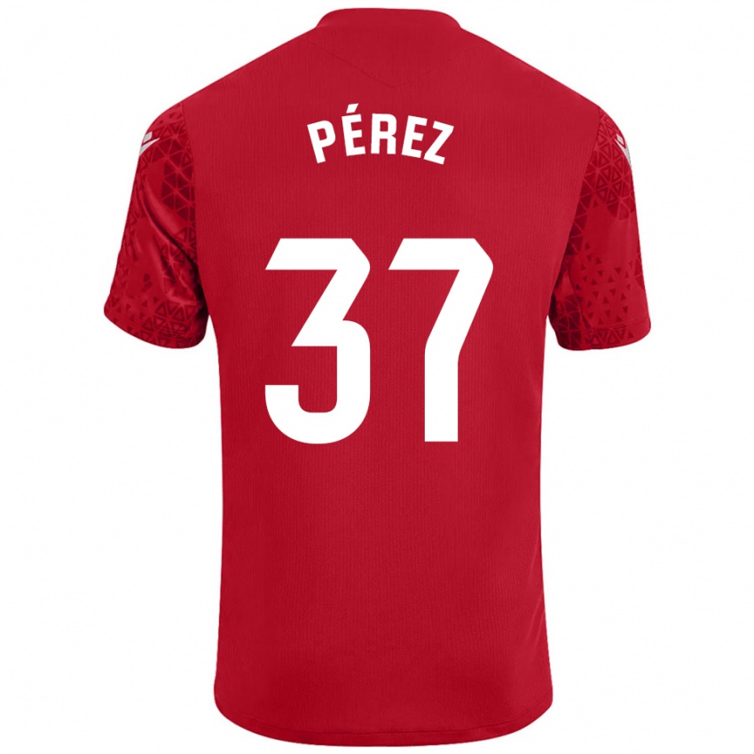 גברים David Pérez #37 אדום לבן חולצת שוער 2025/26 חולצה קצרה