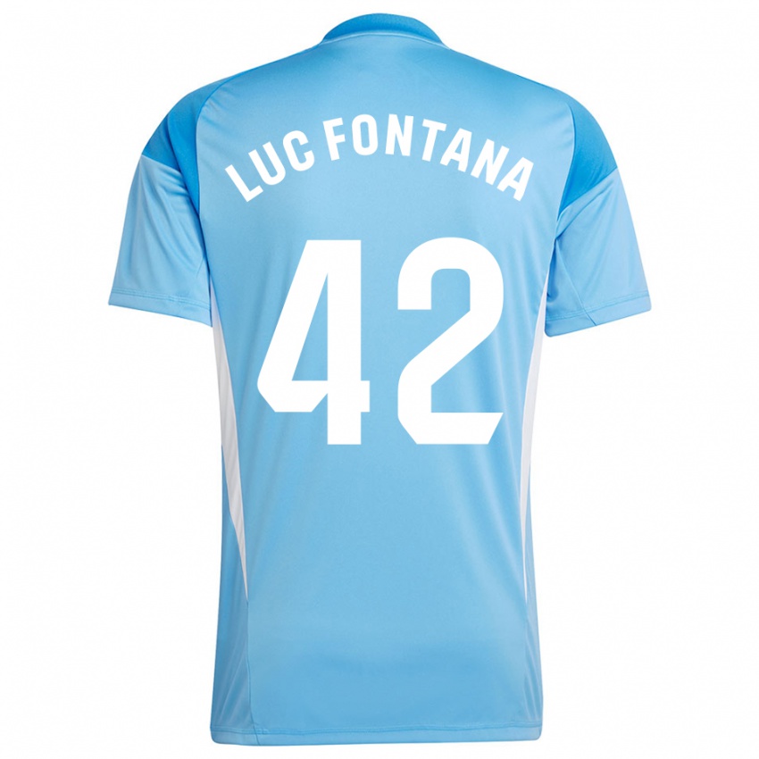 גברים ז׳ן לוק פונטנה #42 כחול שמיים לבן חולצת שוער 2025/26 חולצה קצרה