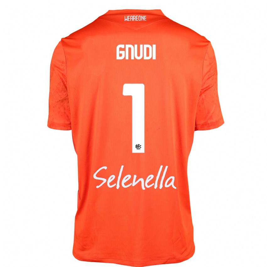 גברים Riccardo Gnudi #1 כתום שחור לבן חולצת שוער 2025/26 חולצה קצרה