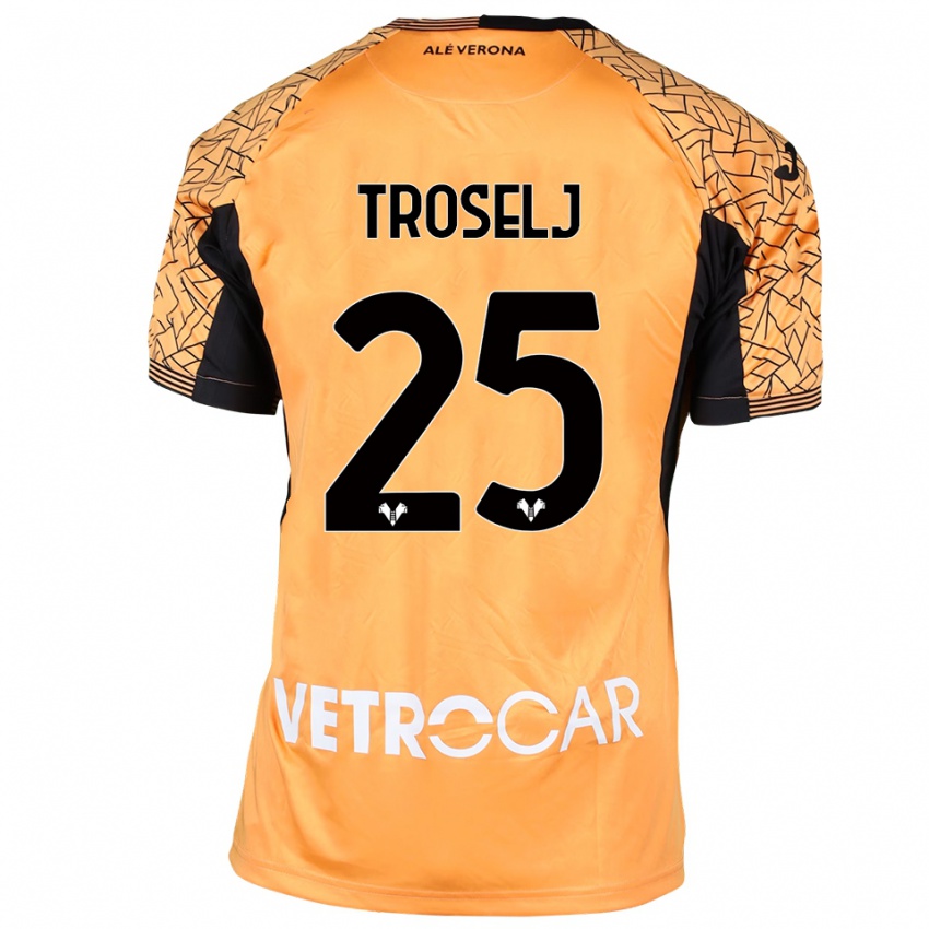 גברים איתן טרוסלי #25 כתום שחור לבן חולצת שוער 2025/26 חולצה קצרה