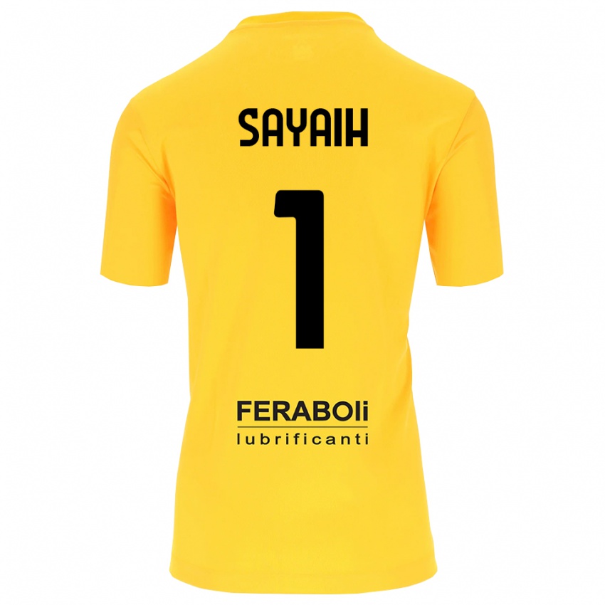 גברים Ilyas Sayaih #1 שחור צהוב חולצת שוער 2025/26 חולצה קצרה