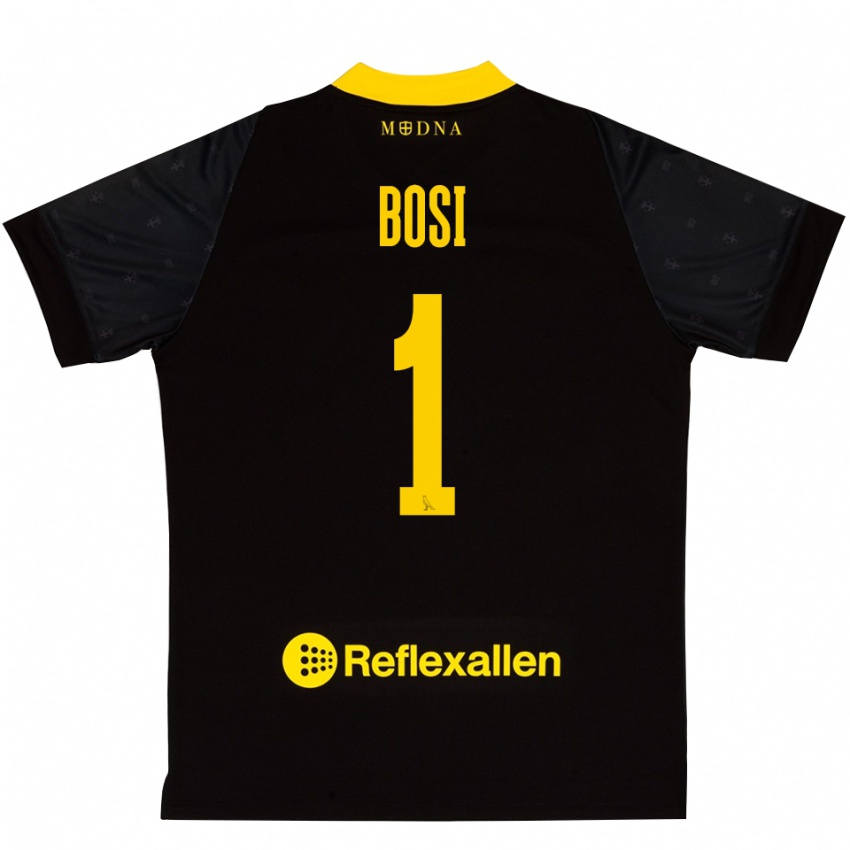 גברים Matteo Bosi #1 שחור צהוב חולצת שוער 2025/26 חולצה קצרה