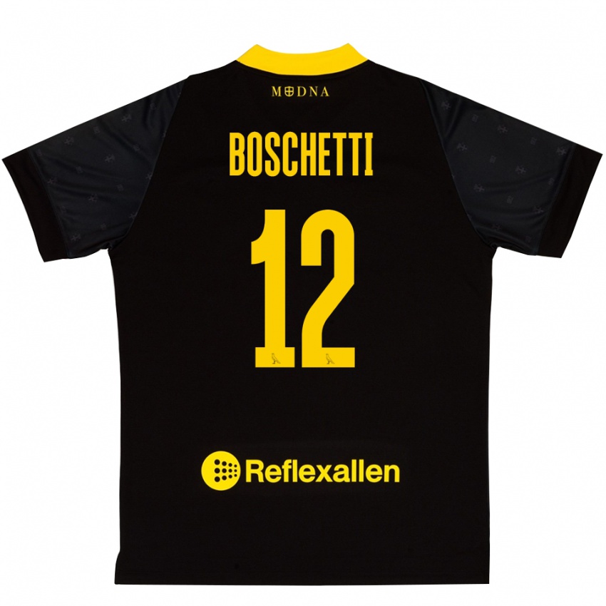 גברים Matteo Boschetti #12 שחור צהוב חולצת שוער 2025/26 חולצה קצרה