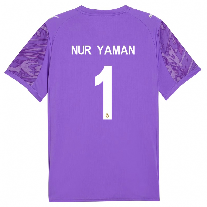 גברים גאמזה נור ימאן #1 לבן סגול חולצת שוער 2025/26 חולצה קצרה