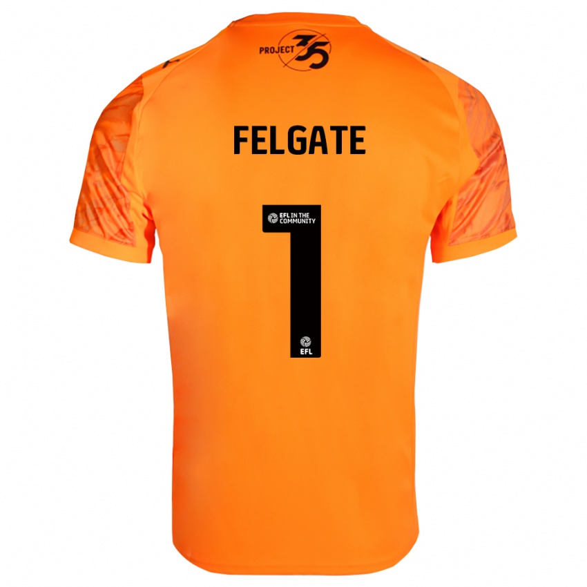 נשים Lily Felgate #1 שחור כתום חולצת שוער 2025/26 חולצה קצרה