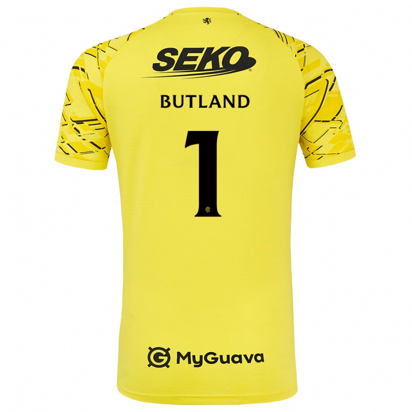 נשים ג'ק בוטלנד #1 שחור צהוב חולצת שוער 2025/26 חולצה קצרה