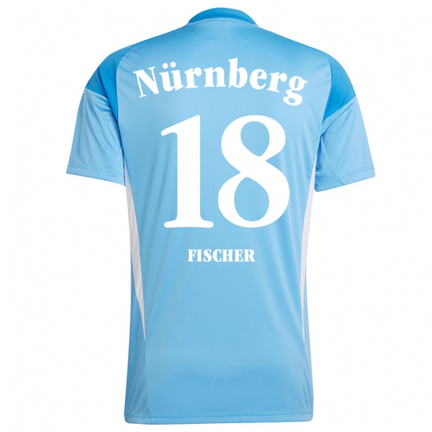 נשים Jonas Fischer #18 תכלת לבן חולצת שוער 2025/26 חולצה קצרה