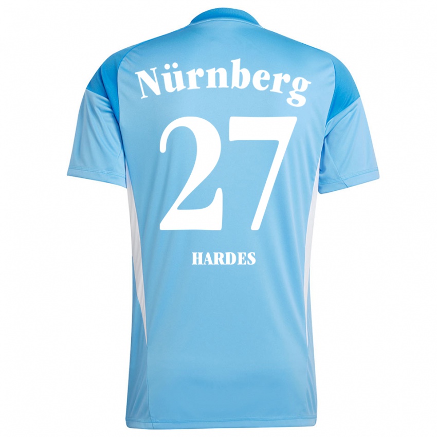 נשים Aaron Hardes #27 תכלת לבן חולצת שוער 2025/26 חולצה קצרה