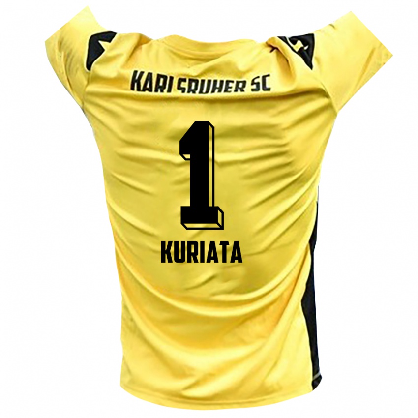 נשים Malik Kuriata #1 צהוב שחור חולצת שוער 2025/26 חולצה קצרה