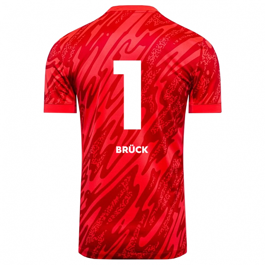 נשים Florian Brück #1 אדום לבן חולצת שוער 2025/26 חולצה קצרה