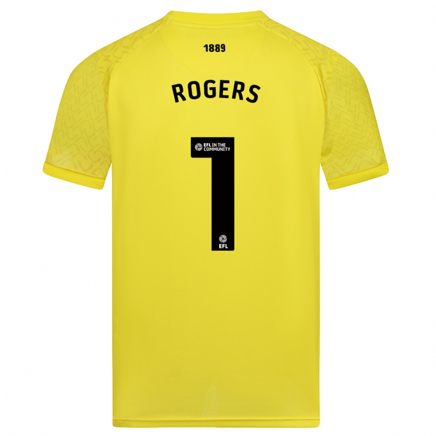 נשים שאן רוג'רס #1 שחור צהוב חולצת שוער 2025/26 חולצה קצרה