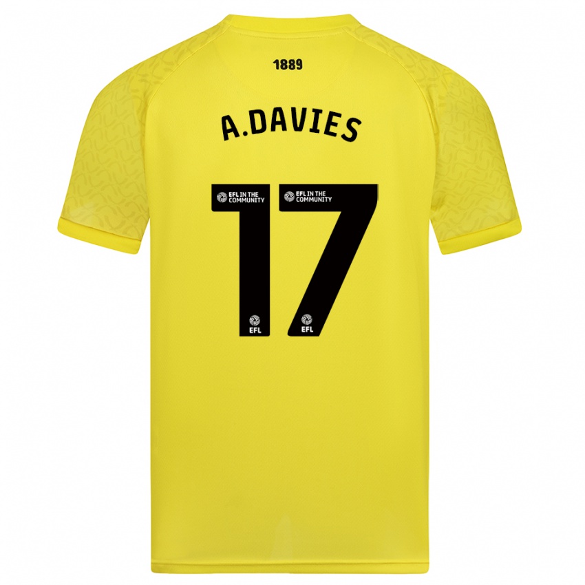 נשים אדם דייוויס #17 שחור צהוב חולצת שוער 2025/26 חולצה קצרה