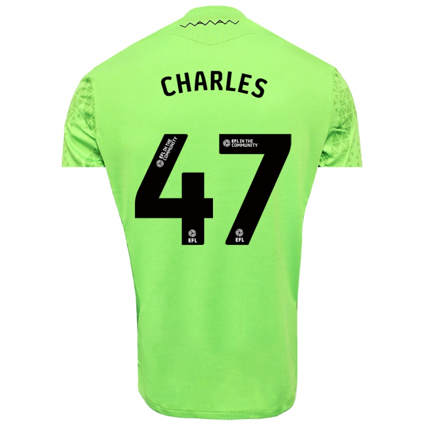 נשים פירס צ׳ארלס #47 שחור ירוק ליים חולצת שוער 2025/26 חולצה קצרה