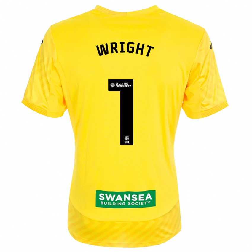 נשים Tom Wright #1 צהוב שחור חולצת שוער 2025/26 חולצה קצרה