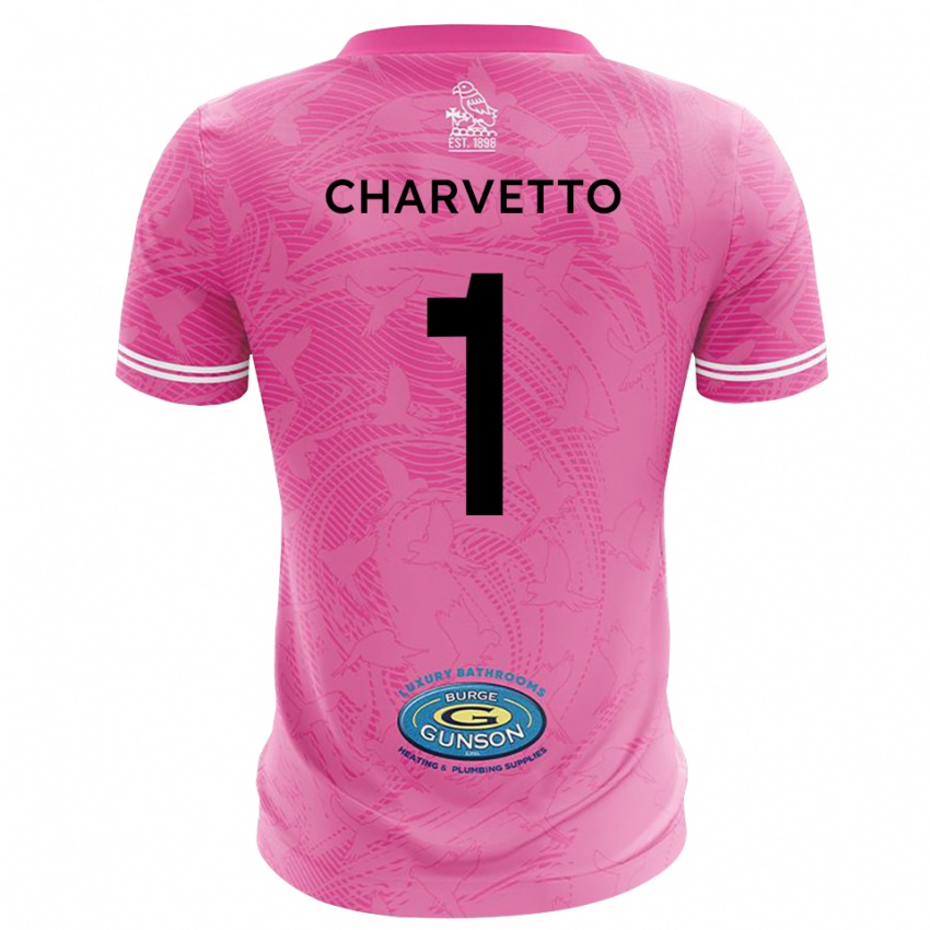 נשים Michael Charvetto #1 ורוד לבן חולצת שוער 2025/26 חולצה קצרה