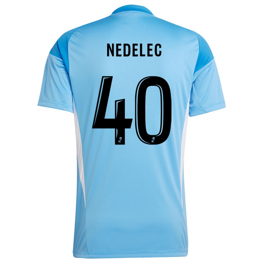 נשים איימריק נדלץ #40 לבן כחול שמיים חולצת שוער 2025/26 חולצה קצרה