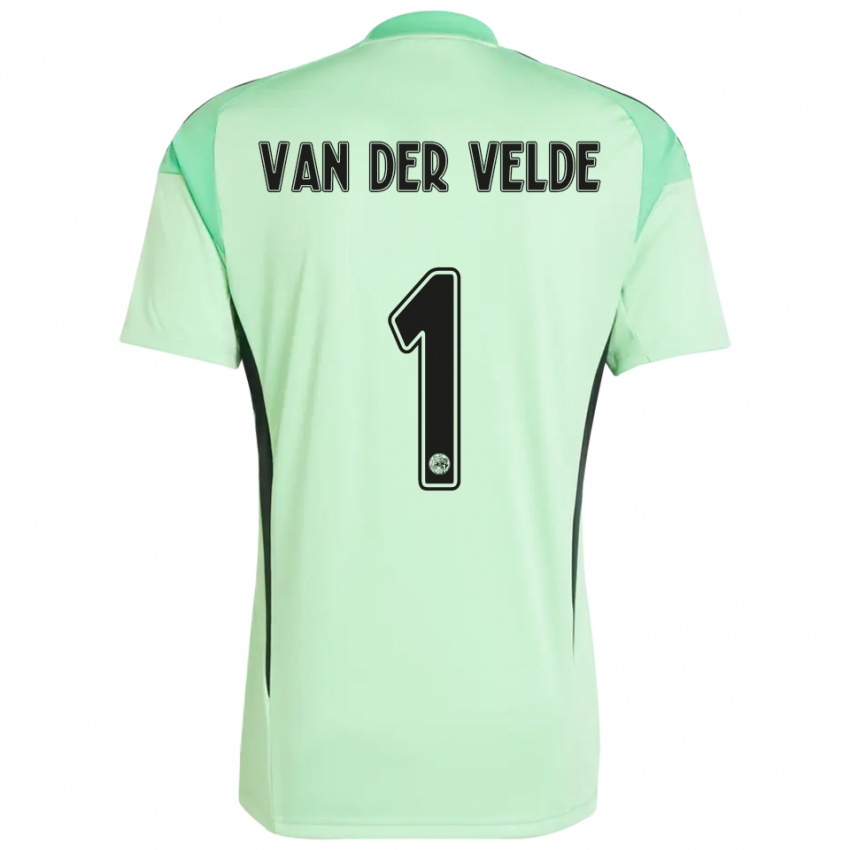 נשים Valentijn van der Velde #1 ירוק בהיר שחור חולצת שוער 2025/26 חולצה קצרה