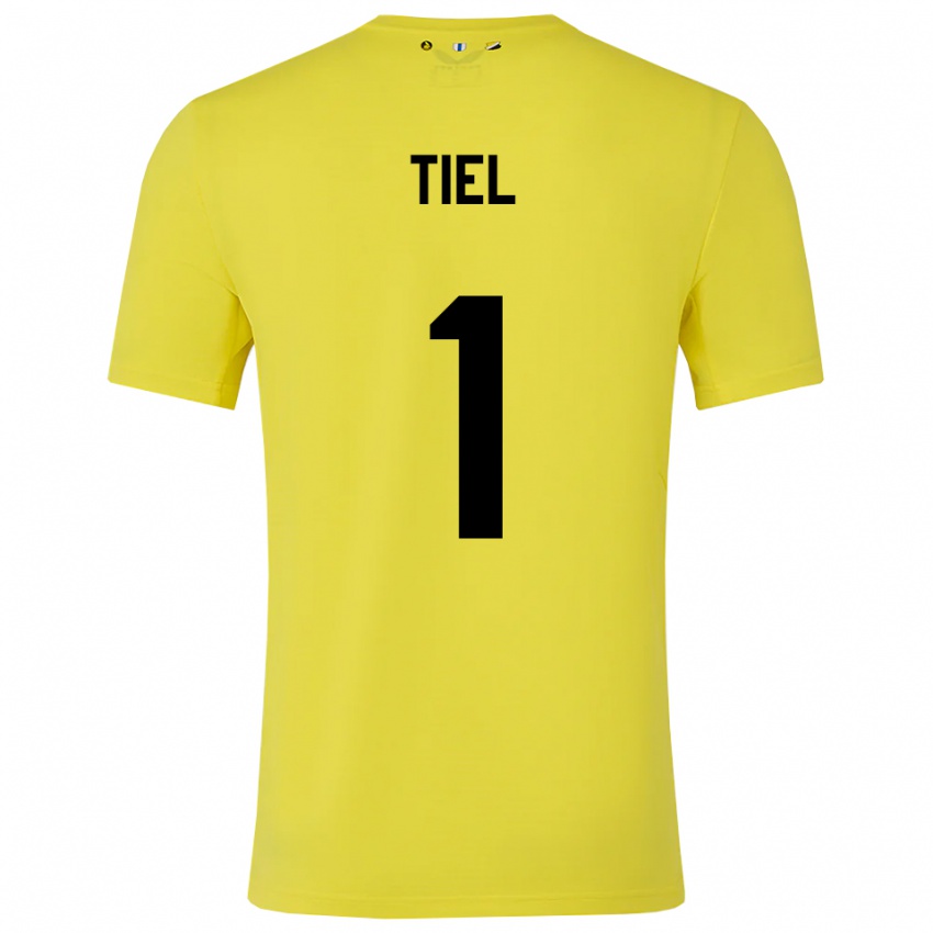 נשים Mick Tiel #1 צהוב שחור חולצת שוער 2025/26 חולצה קצרה