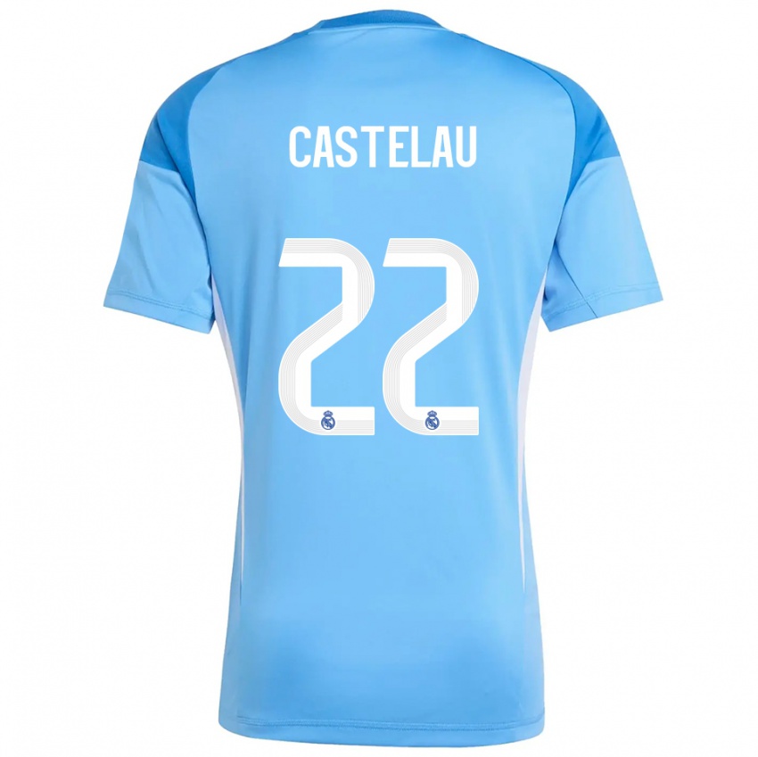 נשים Alber Castelau #22 כחול שמיים לבן חולצת שוער 2025/26 חולצה קצרה