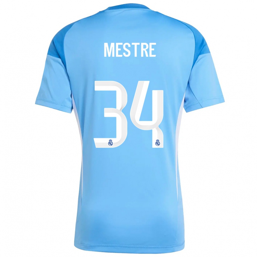 נשים סרג׳יו מסטרה סאנצ׳ס #34 כחול שמיים לבן חולצת שוער 2025/26 חולצה קצרה