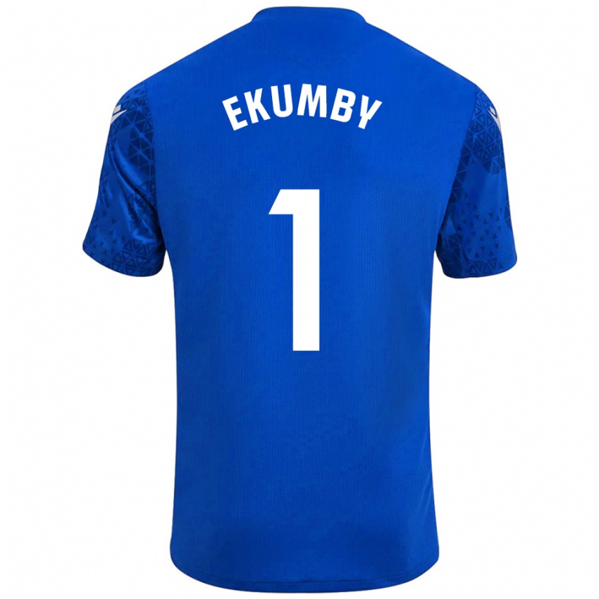 נשים Ekumby #1 כחול לבן חולצת שוער 2025/26 חולצה קצרה