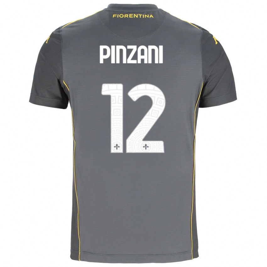 נשים Lorenzo Pinzani #12 אפור כהה צהוב חולצת שוער 2025/26 חולצה קצרה