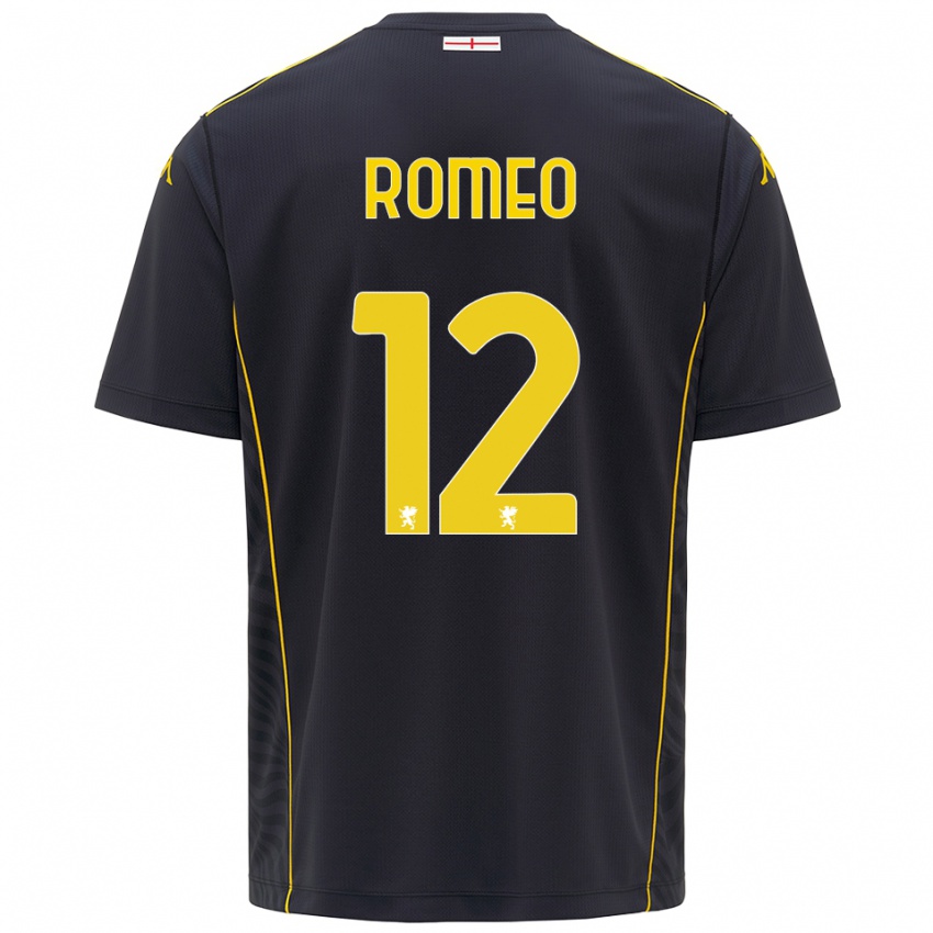 נשים Emanuele Romeo #12 שחור צהוב חולצת שוער 2025/26 חולצה קצרה