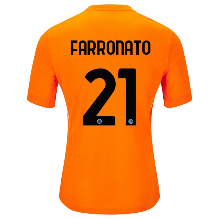 נשים Matteo Farronato #21 כתום בהיר שחור חולצת שוער 2025/26 חולצה קצרה