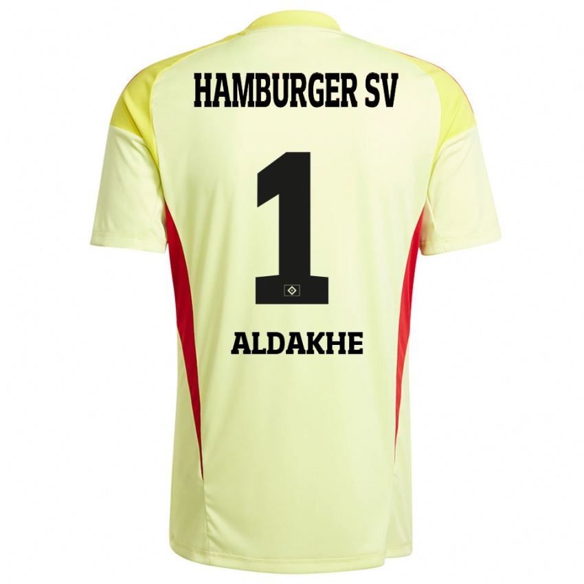 נשים את'ר אלדאקה #1 צהוב אדום שחור חולצת שוער 2025/26 חולצה קצרה