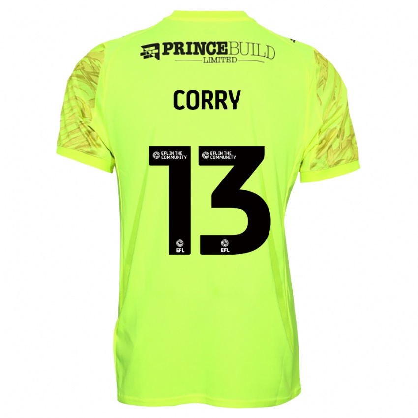 נשים Neive Corry #13 שחור ירוק פלורסנט חולצת שוער 2025/26 חולצה קצרה