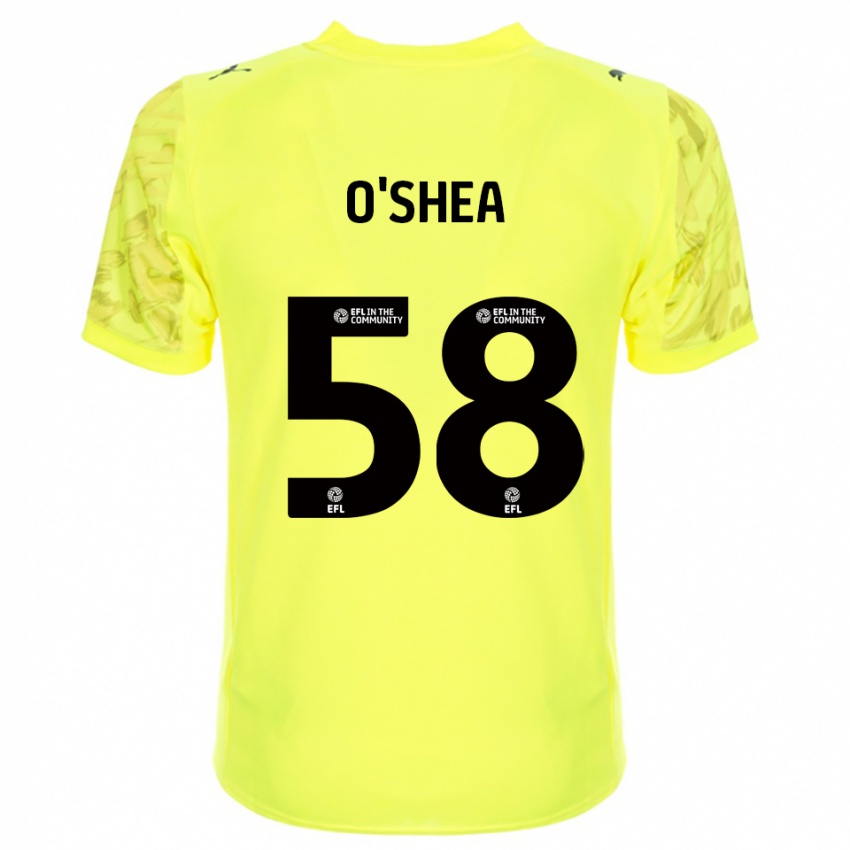 נשים Cian O'Shea #58 שחור צהוב חולצת שוער 2025/26 חולצה קצרה