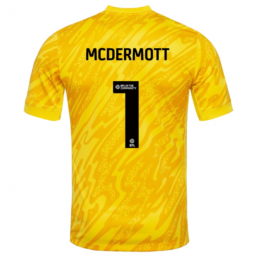 נשים קונאל מקדרמוט #1 שחור צהוב חולצת שוער 2025/26 חולצה קצרה