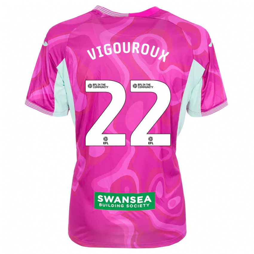 נשים לורנס ויגורו #22 מגנטה לבן חולצת שוער 2025/26 חולצה קצרה