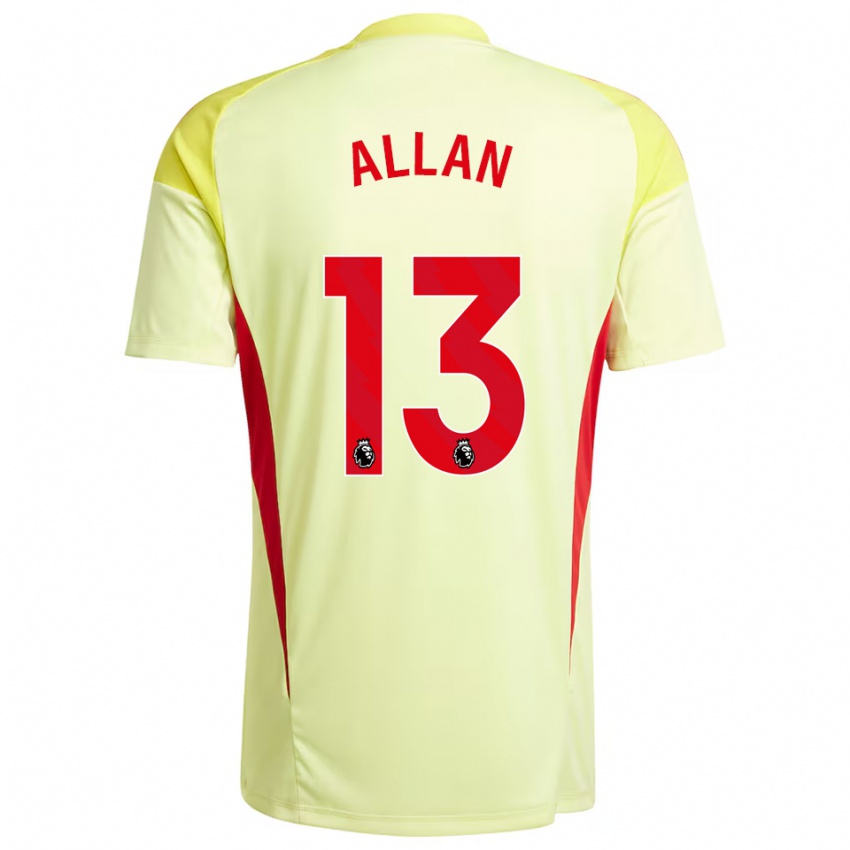 נשים Jack Allan #13 צהוב בהיר חולצת שוער 2025/26 חולצה קצרה