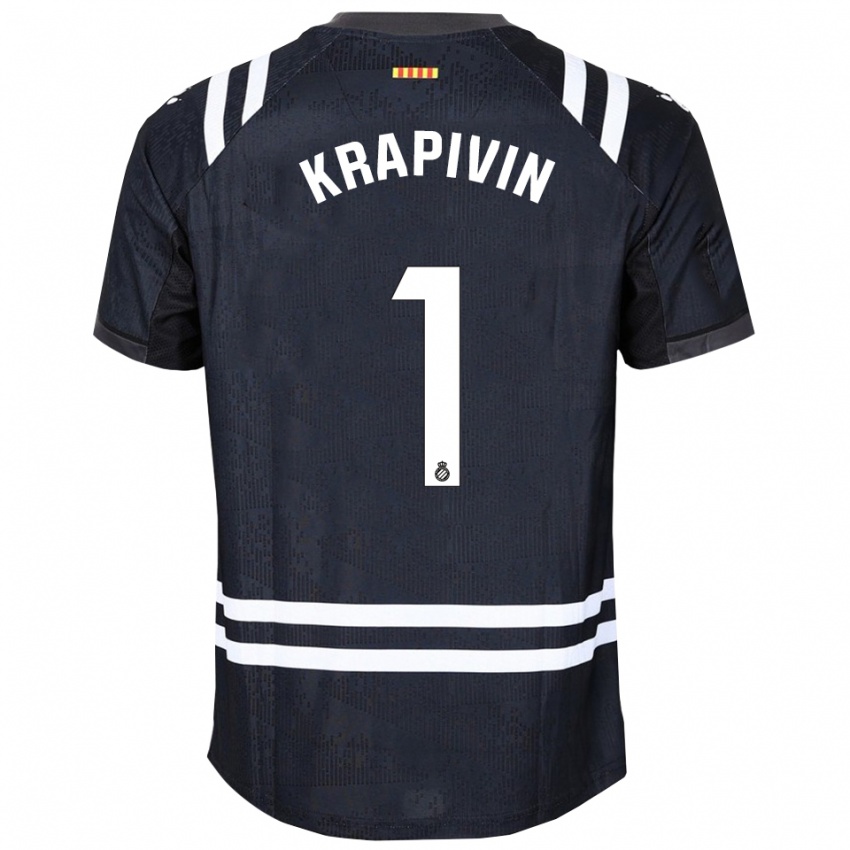 נשים Yegor Krapivin #1 שחור לבן חולצת שוער 2025/26 חולצה קצרה