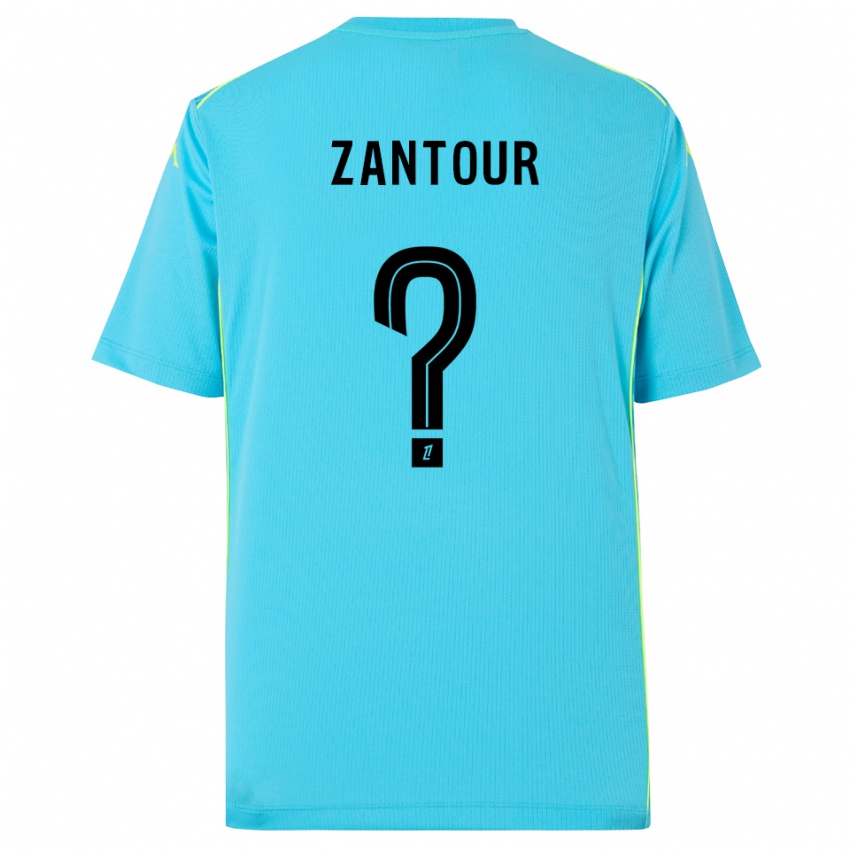 נשים Ishaq Zantour #0 כחול שמיים שחור חולצת שוער 2025/26 חולצה קצרה