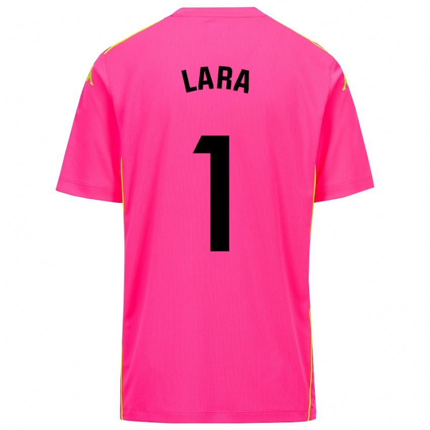 נשים Lara Lara De Las Heras Coello #1 ורוד עמוק שחור חולצת שוער 2025/26 חולצה קצרה