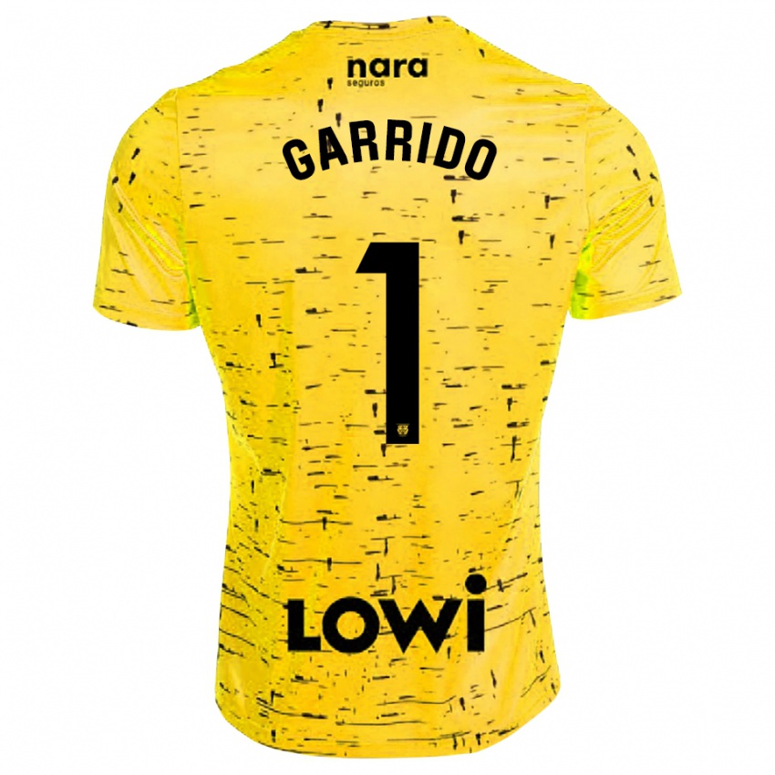 נשים Javi Garrido #1 צהוב שחור חולצת שוער 2025/26 חולצה קצרה