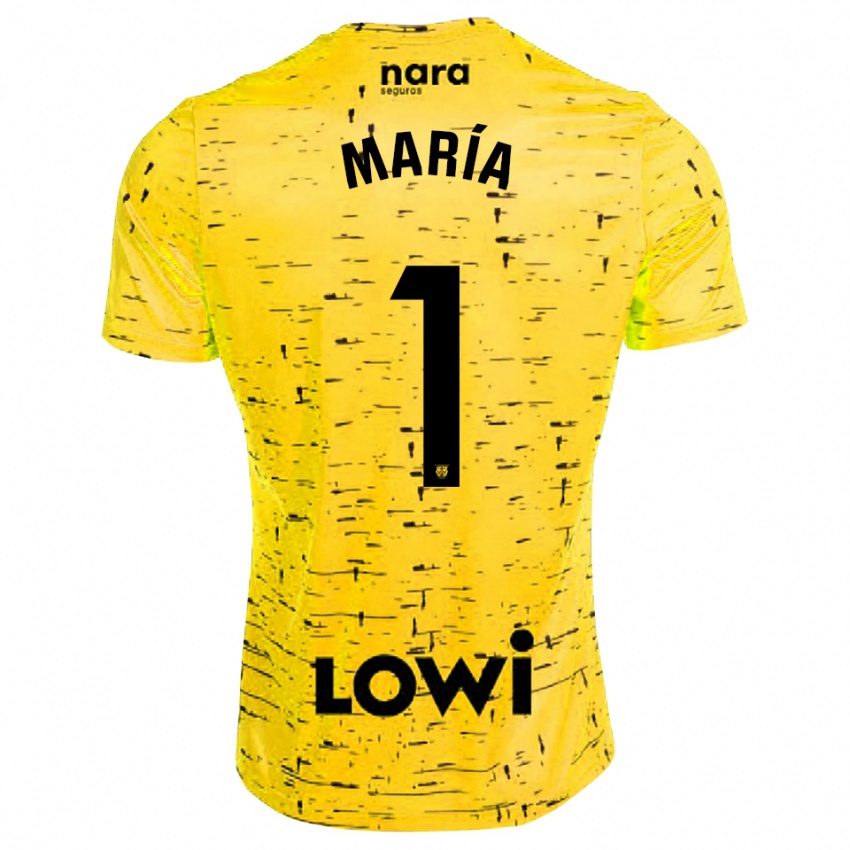 נשים María Hernández #1 צהוב שחור חולצת שוער 2025/26 חולצה קצרה