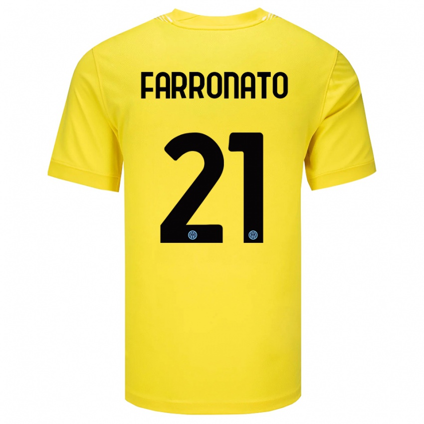 נשים Matteo Farronato #21 צהוב בהיר שחור חולצת שוער 2025/26 חולצה קצרה