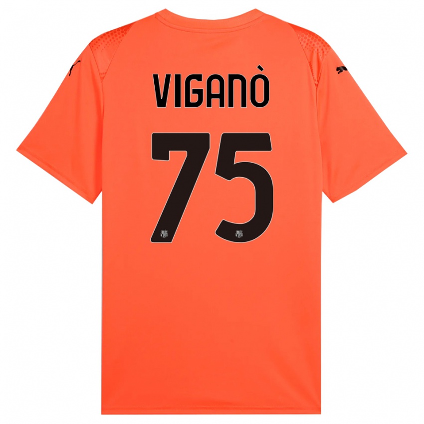 נשים Lorenzo Viganò #75 שחור כתום חולצת שוער 2025/26 חולצה קצרה