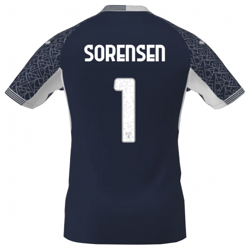 נשים בן סורנסן #1 כחול שחור לבן חולצת שוער 2025/26 חולצה קצרה